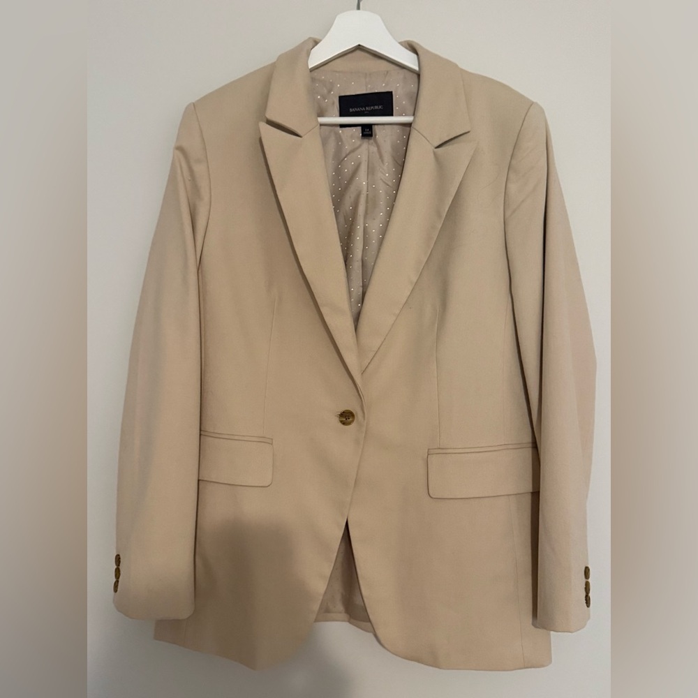 Banana Republic Beige/Tan Wool Suit Jacket/Blazer (lined)
